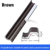 a close up of a brown plastic window sealer with measurements