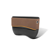 a brown and black wallet with a black and orange stripe