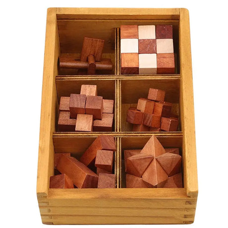 a wooden box with a wooden cube in it