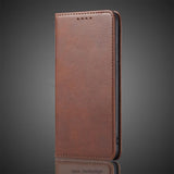 Brown faux leather flip phone case.
