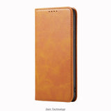 Brown faux leather wallet phone case.