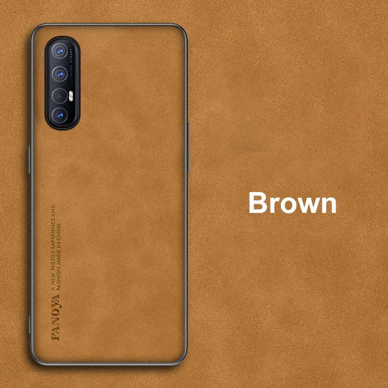 the back of a brown leather iphone case