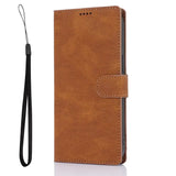 a brown leather wallet case with a lanyard strap