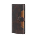 the brown leather wallet case is made from genuine leather