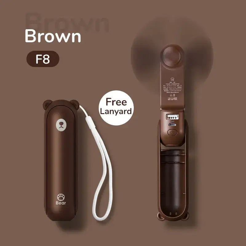 brown p8 portable selfie device with a free lanyard