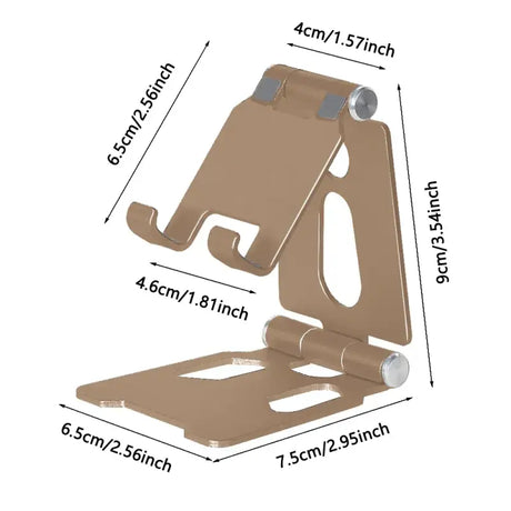 A brown phone stand with a white background