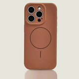 Brown silicone iPhone case with MagSafe.