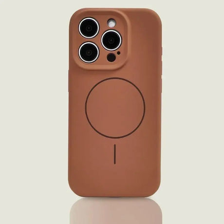 Brown silicone iPhone case with MagSafe.