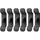 a set of five black plastic hooks