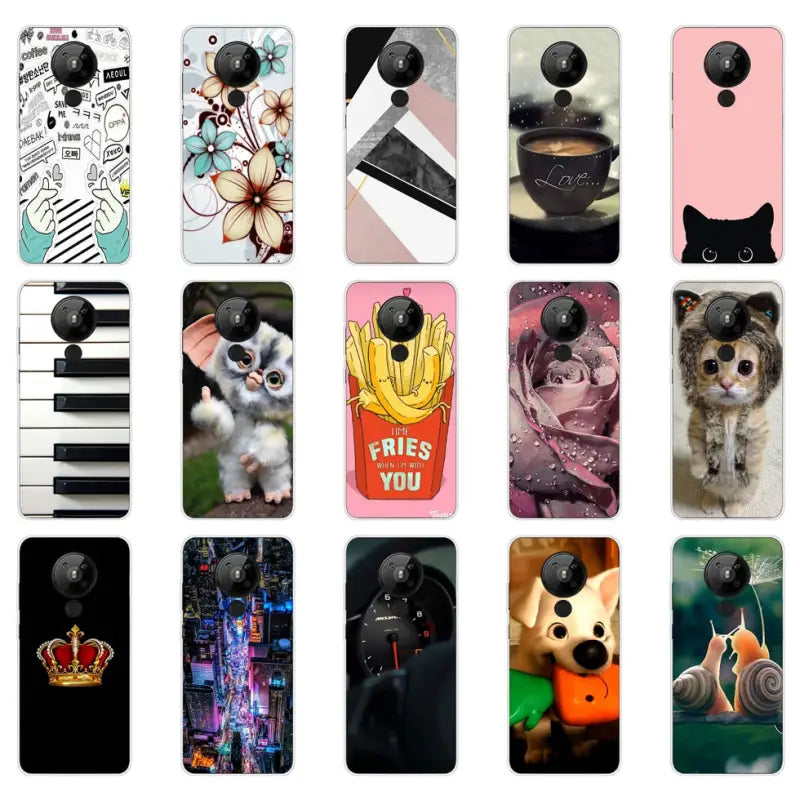 a collection of phone cases with different designs