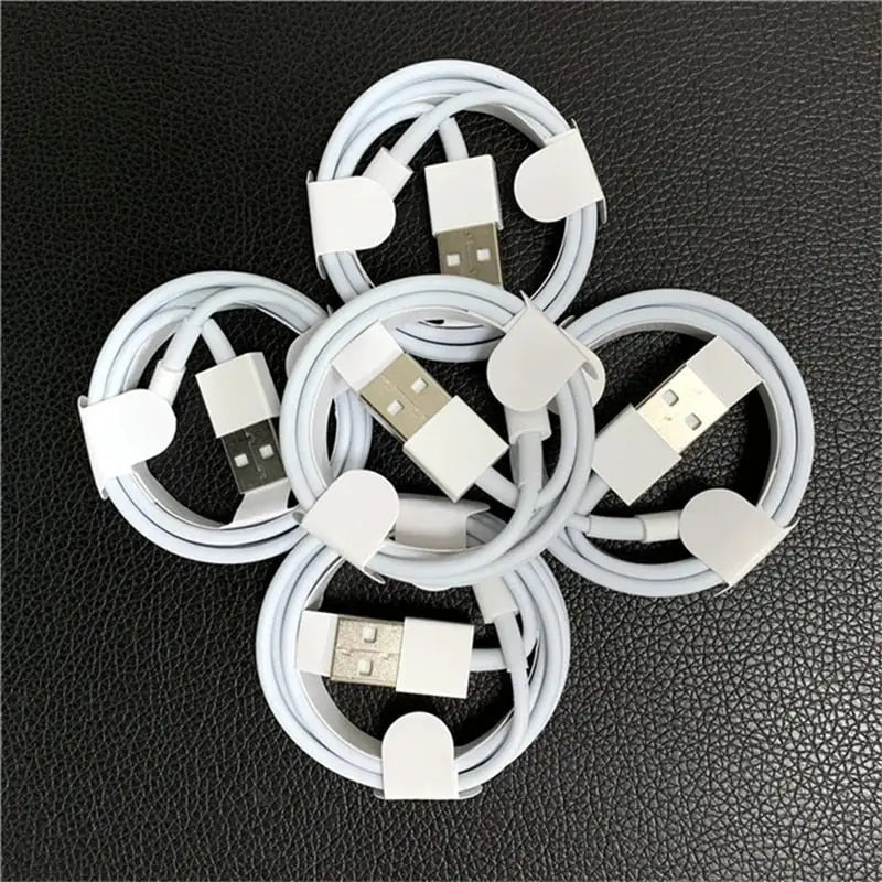 a bunch of white usb cables