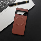 Burgundy-colored smartphone case with a circular indentation on the back.