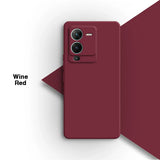 Burgundy-colored smartphone with a dual-camera setup.