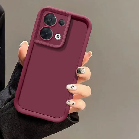 Burgundy phone case with camera protection.