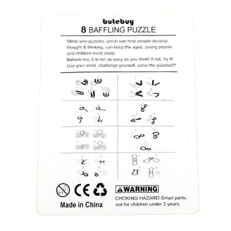 a white card with a black and white image of a bunch of different types of baiting