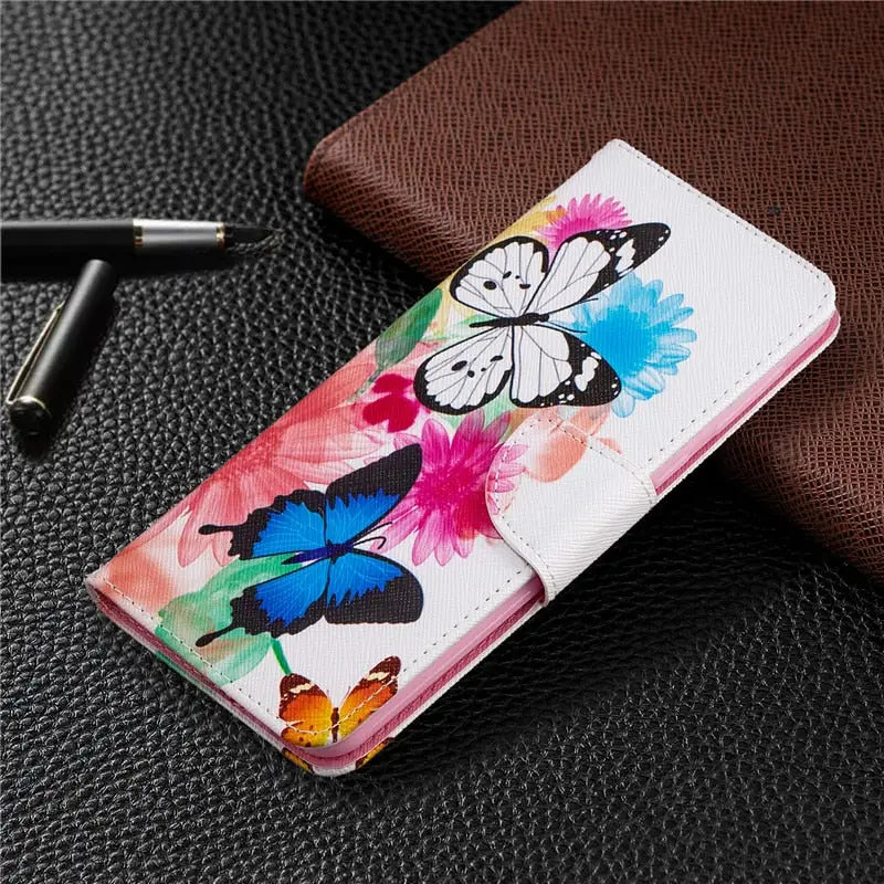 butterfly leather wallet case