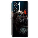 a black cat with a butterfly on its head phone case