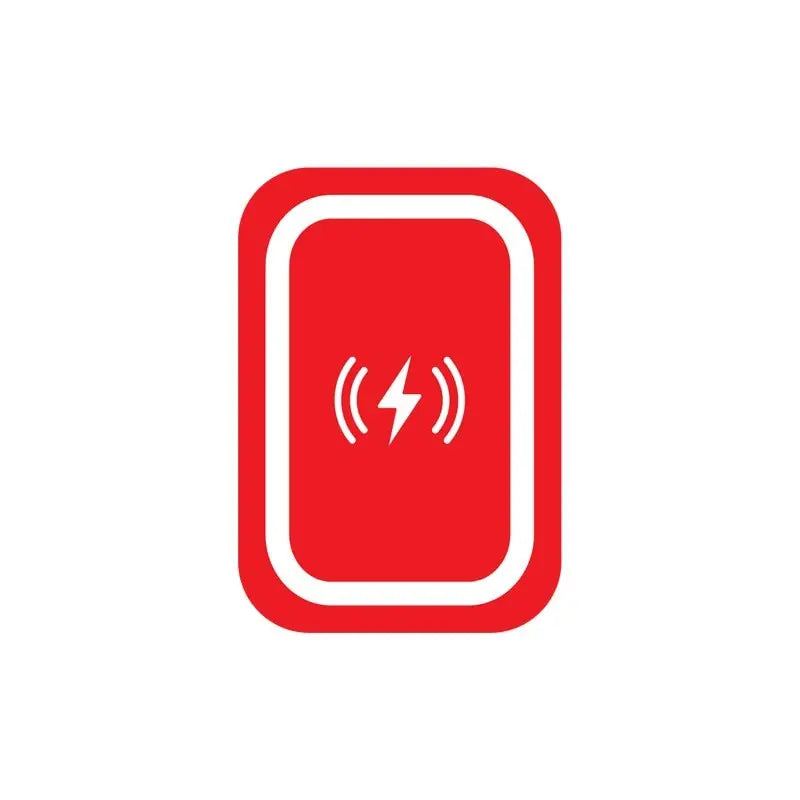 a red button with a lightning symbol
