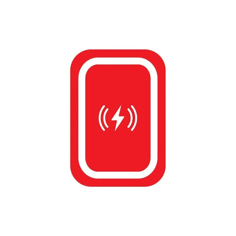 a red button with a lightning symbol