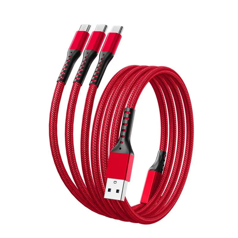 a red usb cable with a black and white logo