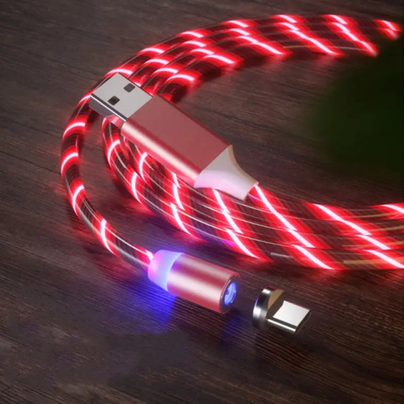 a usb cable with red and blue lights