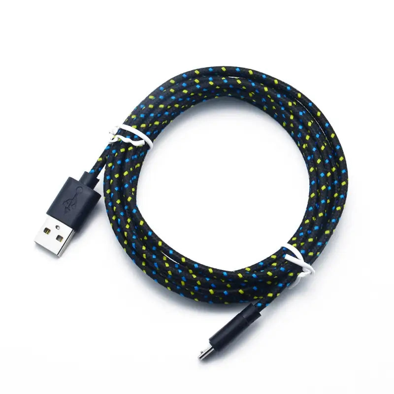a usb cable with a colorful pattern