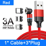 red 3 in 1 charging cable for iphone and android