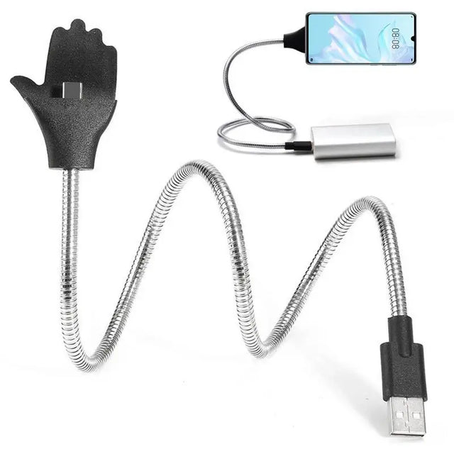 a usb cable connected to a smartphone