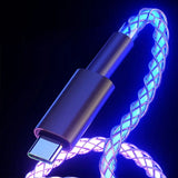 a usb cable with a glowing blue light