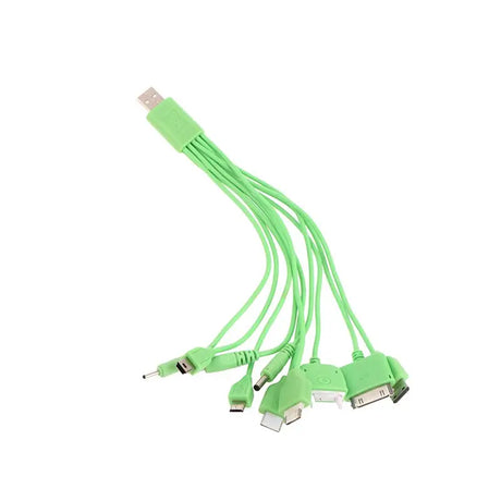 a close up of a bunch of green cables connected to a computer