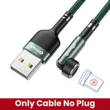a usb cable with a green braid