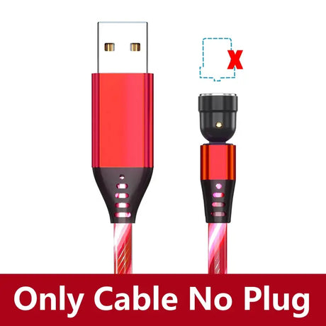 a red cable with the text only no plug