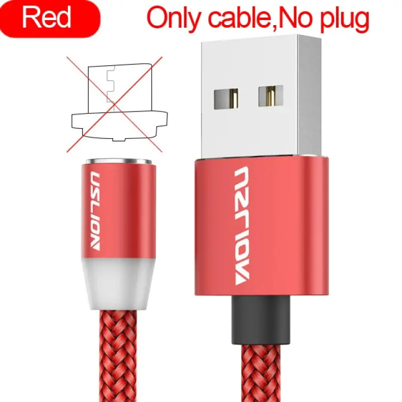 a red and black cable with the word on it