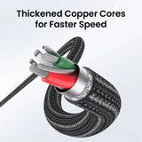 A cable with the words,’thicker coppers for faster speed ’