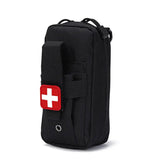 a black emergency bag with a red cross on the front