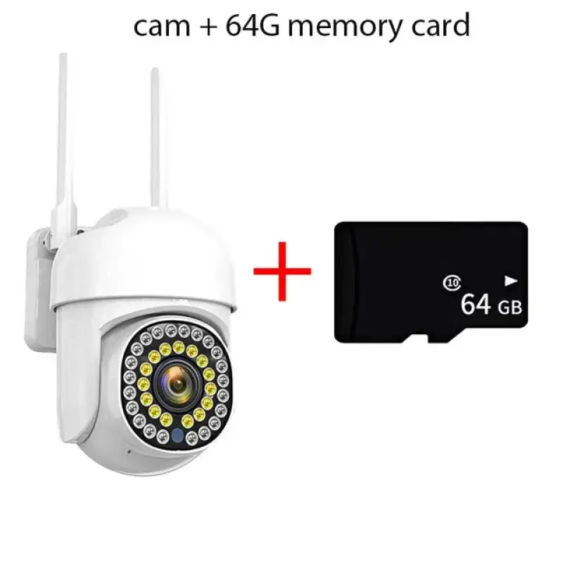 a camera with a card attached to it