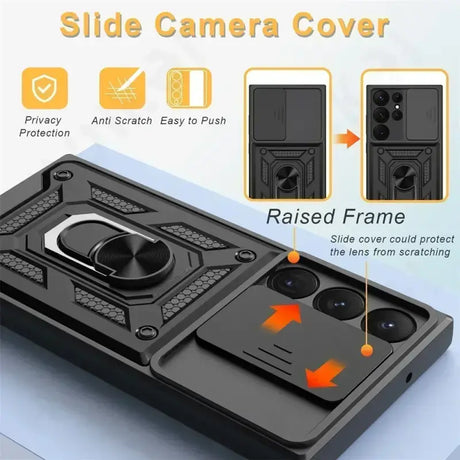 The side camera cover is attached to the back of the phone