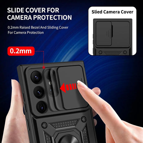 Sliding camera cover for smartphone protection with a 0.2mm raised bezel.