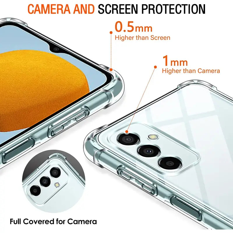 a close up of a camera and screen protection case on a white background