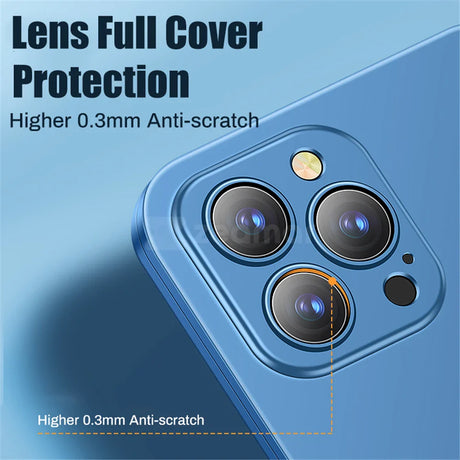 Camera lens protection cover for a smartphone with multiple lenses.