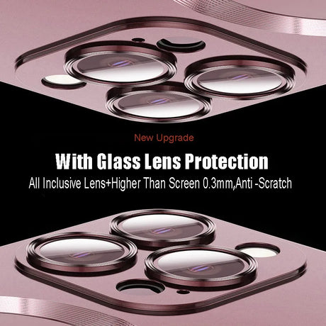 Camera lens protection system for a smartphone with three circular glass lenses.