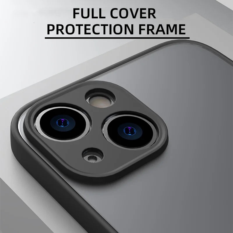 Luxury Shockproof Armor Matte Case For iPhone 15 14 13 12 11 Pro Max Plus Silicone Clear Hard PC Cover