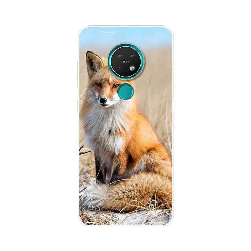 a fox with a camera on his head phone case