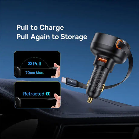 A car charger with a car charger attached to it