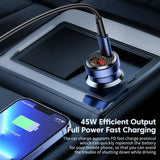 the car charger with a usb cable attached to it