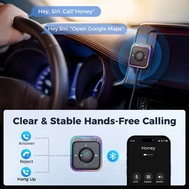 A car dashboard with a phone and a phone in the center