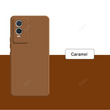 Caramel-colored smartphone with dual rear cameras.