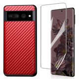 a red samsung s10 case with a screen protector