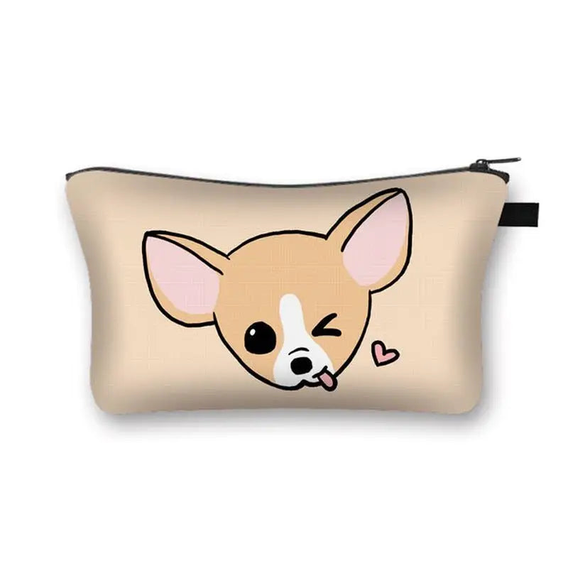 a small pouch bag with a cartoon dog face on it