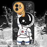 a cartoon character phone case with a black background